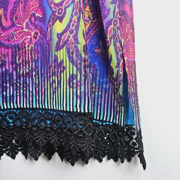 Vintage Pakistani Dress Top, Kameez, Side Splits w/ Lace & Silk Fabric, Size 40 - Picture 10 of 12